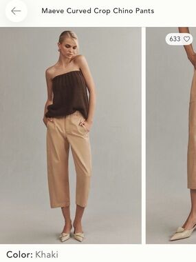 Maeve Khaki Cropped Chino Pants